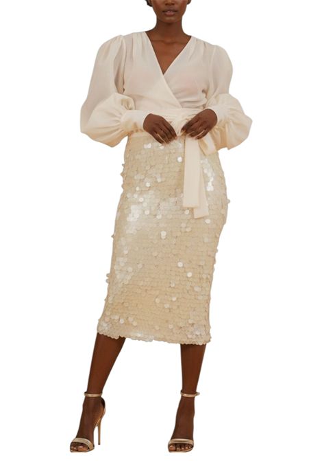 coordinato blusa e gonna a tubino TWINS | Abiti | T4862T T4862GIVORY